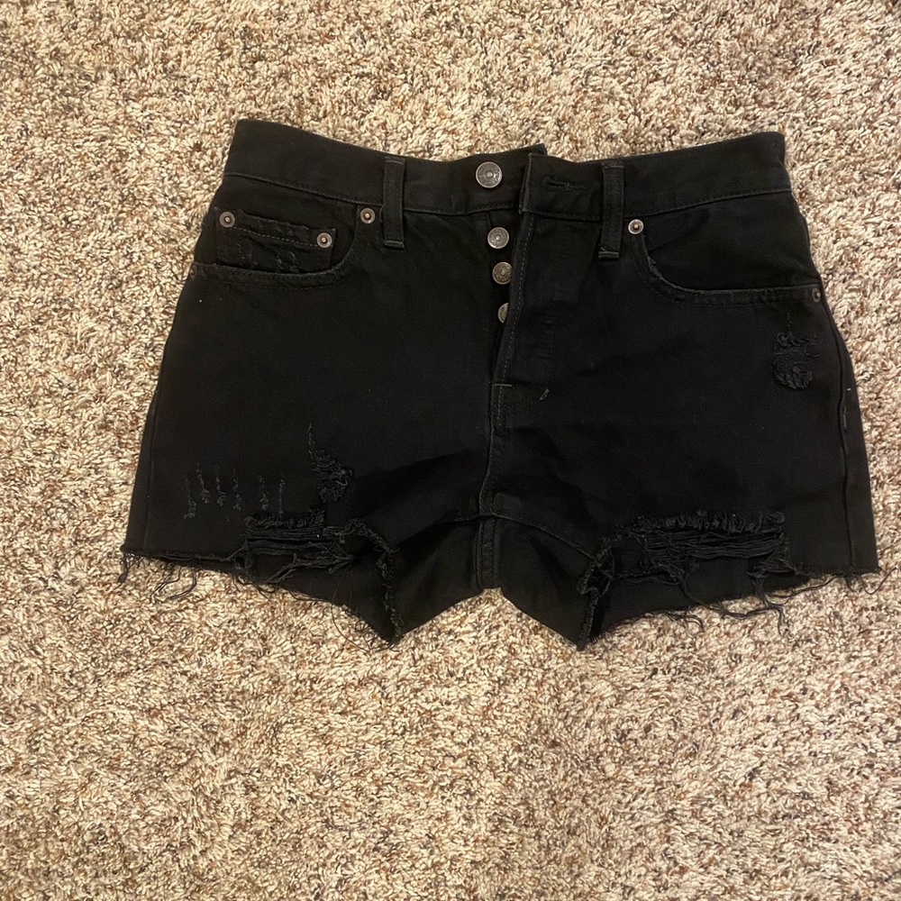 Free people mid rise, black Jean shorts